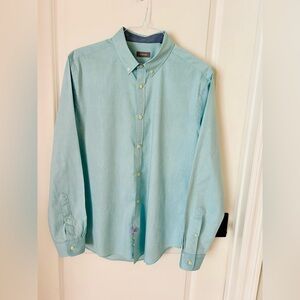 Jaeger Light Blue Men’s Size L Button Down Long Sleeve 100% Cotton Shirt EUC